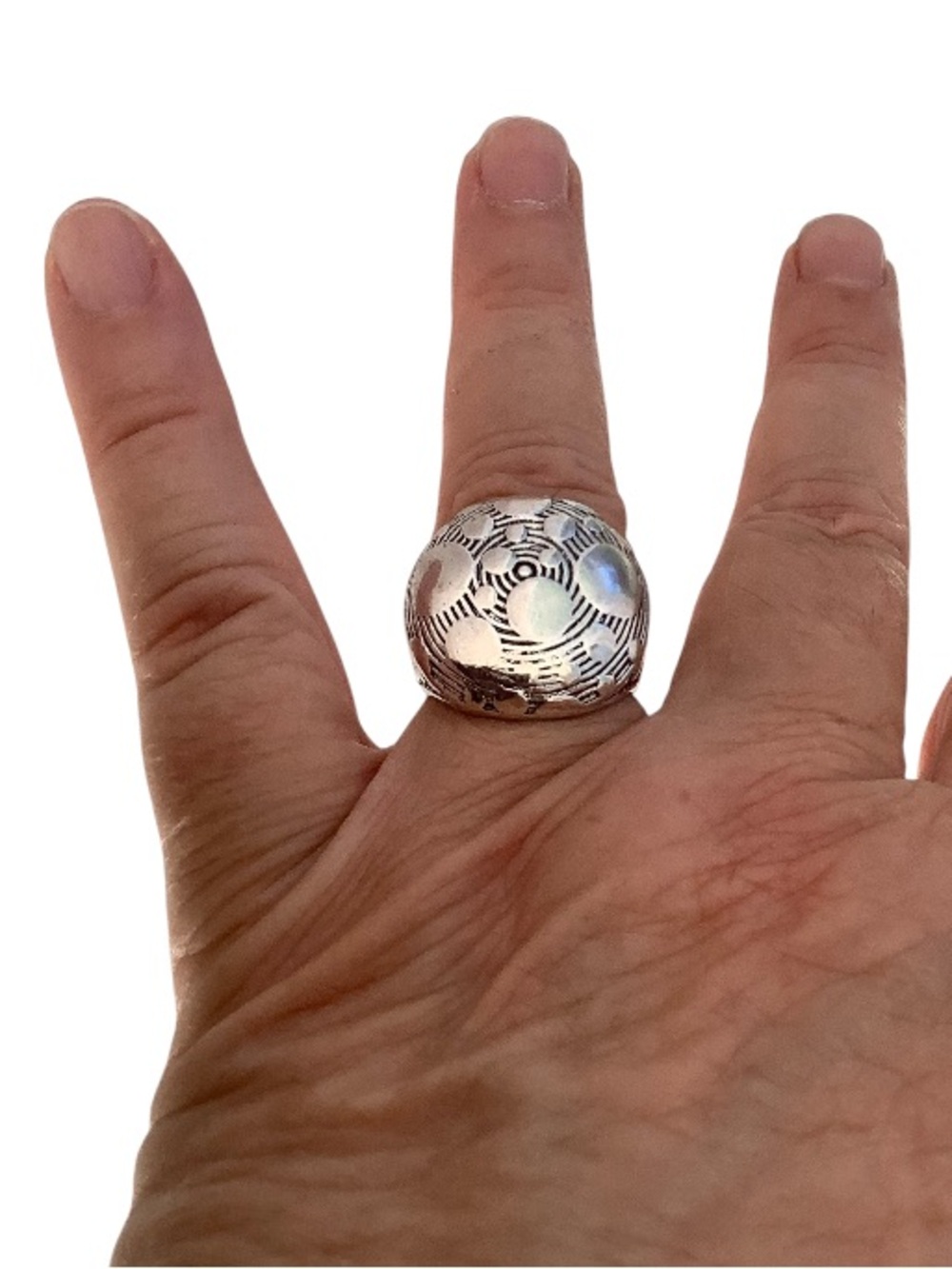 Metal Dome unisex Statement Ring - Textured Pattern
